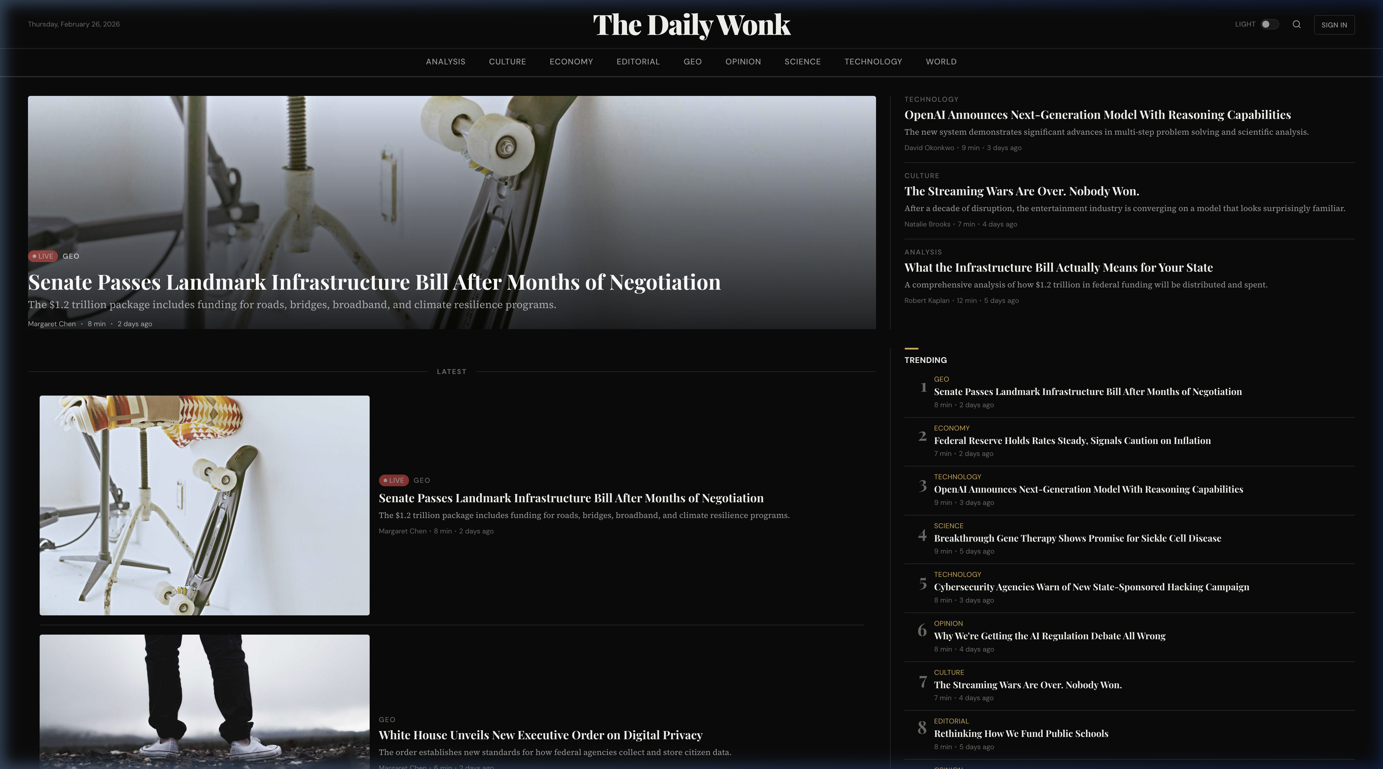 The Daily Wonk Screenshot